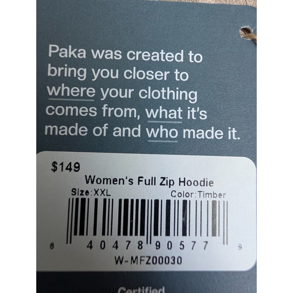 PAKA Full Zip Hoodie Womens XXL Timber Baby Alpaca Blend NWT - Picture 5 of 7